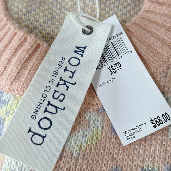 Workshop "NEW" Peachy Pink Crewneck Long Sleeve Thick Sweater Size XS - Picture 11 of 13